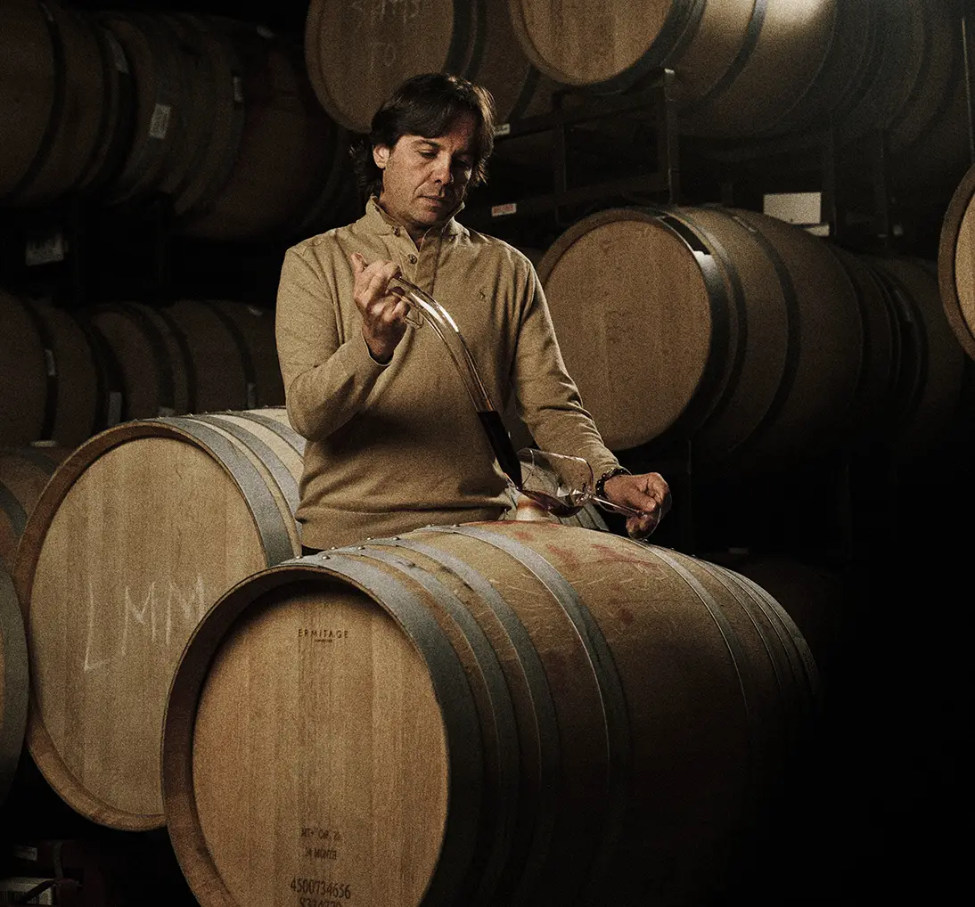 Monte Rosso Winemaker Bernadino Sani sampling wine